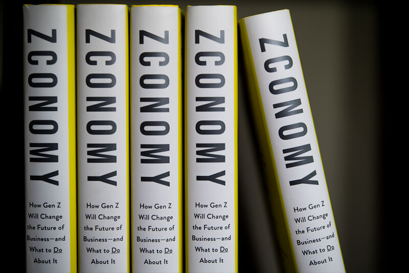 Photo of Zconomy books on a shelf