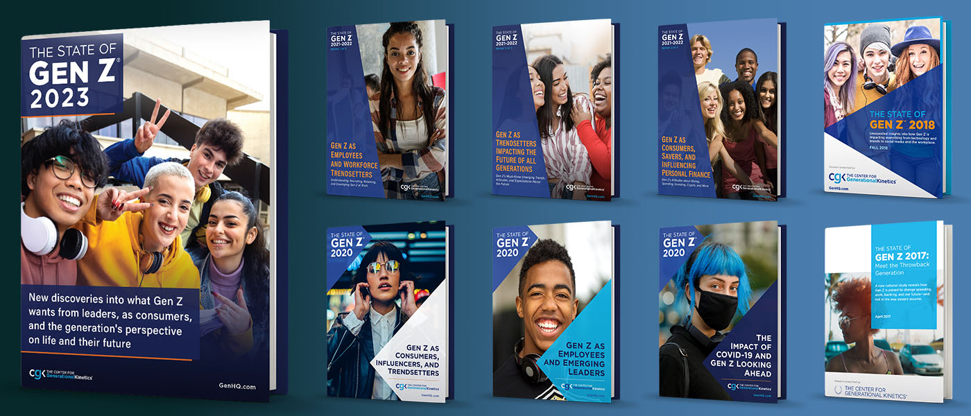 Hero image for page. features all of the State of Gen Z studies on a blue background