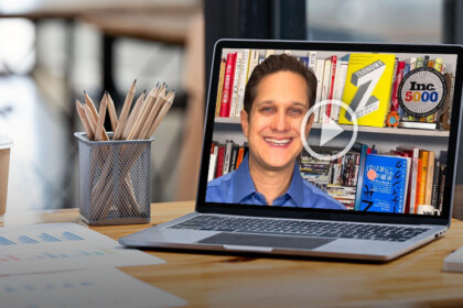 Speech summary video image. Image of Jason Dorsey on somebody's laptop screen